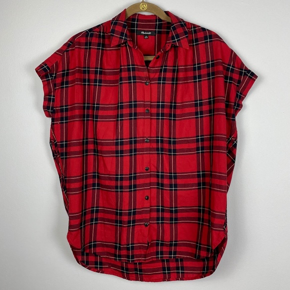 Madewell Central Shirt in Dahl Plaid Red XS - Picture 5 of 14